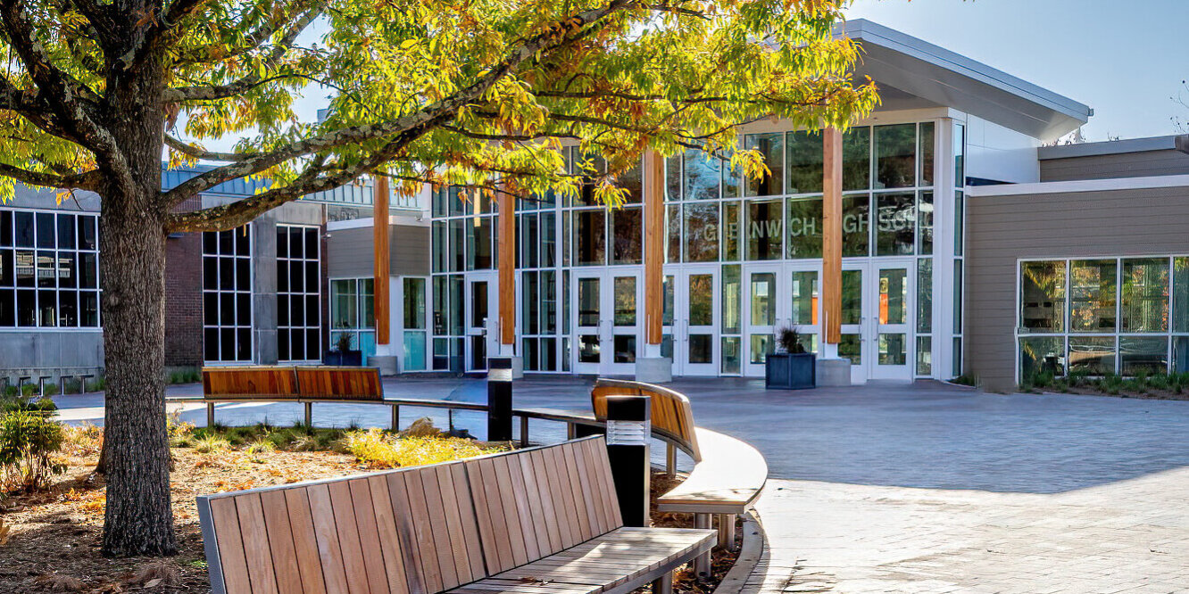 Greenwich High School Renovation - Bullet Proof Front Entrance. Wernert Builders & Construction