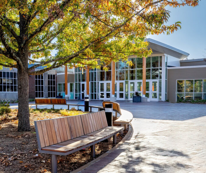 Greenwich High School Renovation - Bullet Proof Front Entrance. Wernert Builders & Construction